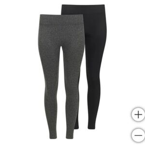 Two (2) Pairs Lemon Fleece Lined Leggings Black and Grey Size Medium